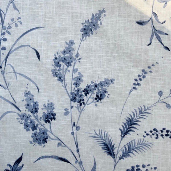 Solene Extra Wide Linen Oilcloth in Blue and White