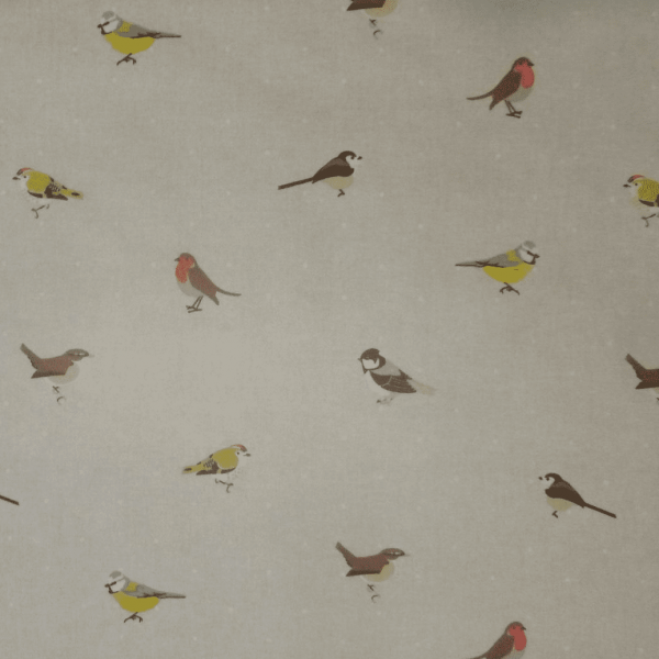 Garden Birds Matt Oilcloth in Natural