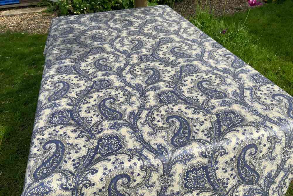 Bombay Paisley French Oilcloth in Blue