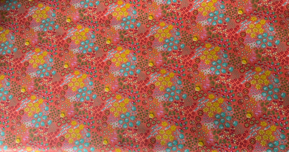 Summer Vibes Extra Wide French Oilcloth in Coral