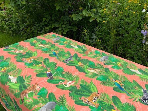 Amazon Animal Outdoor Dralon Fabric in Coral