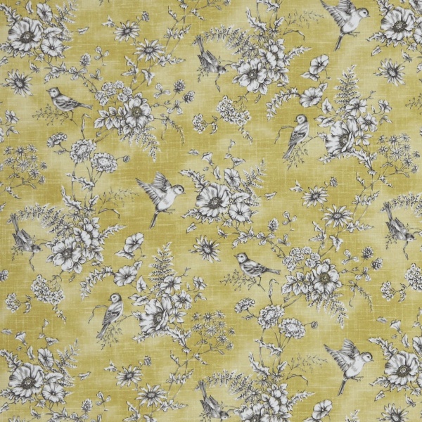 Finch Toile  Matt Oilcloth in Buttercup