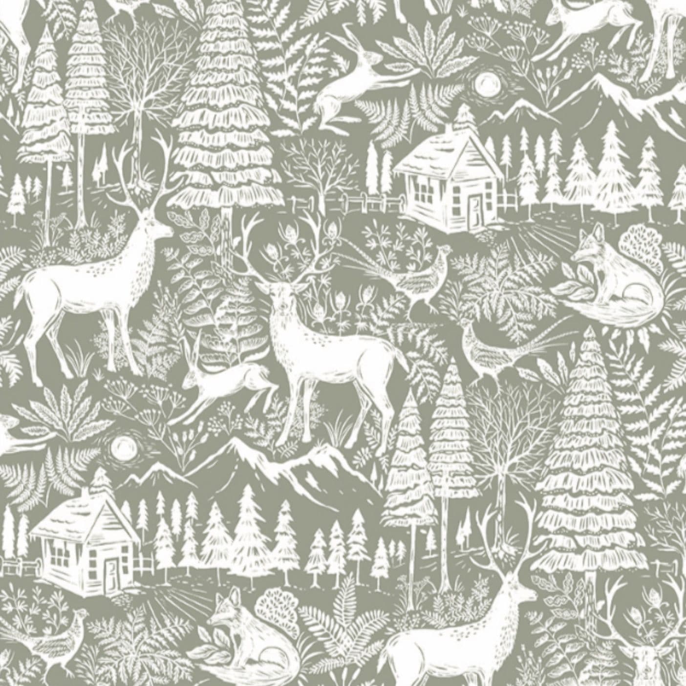 Forest Extra Wide French Oilcloth in Lichen