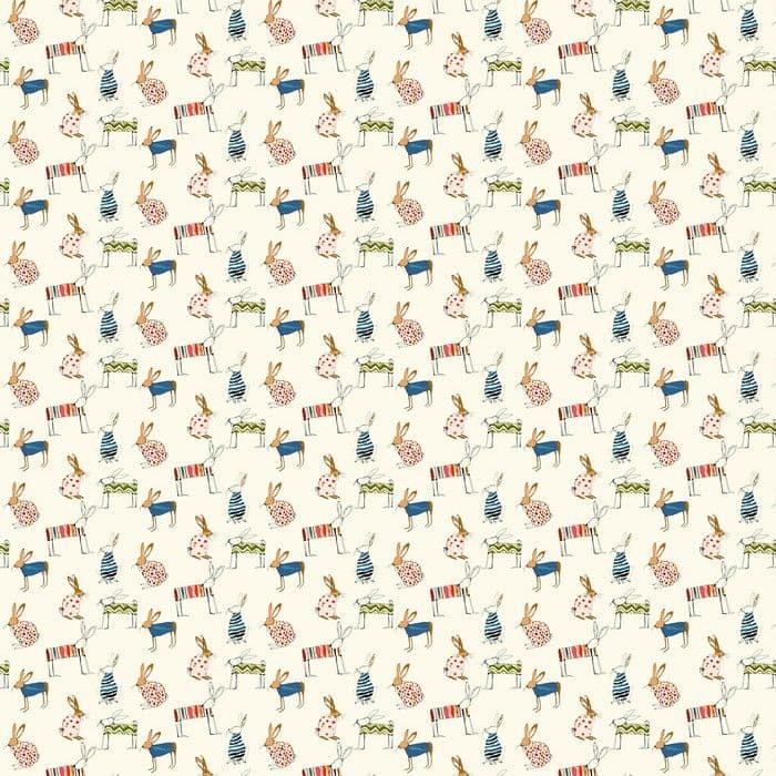 Hop Rabbit Oilcloth in Paintbox -NorfolkOilcloth
