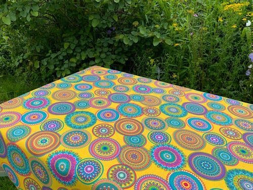 Mandala Outdoor Dralon Fabric in Yellow