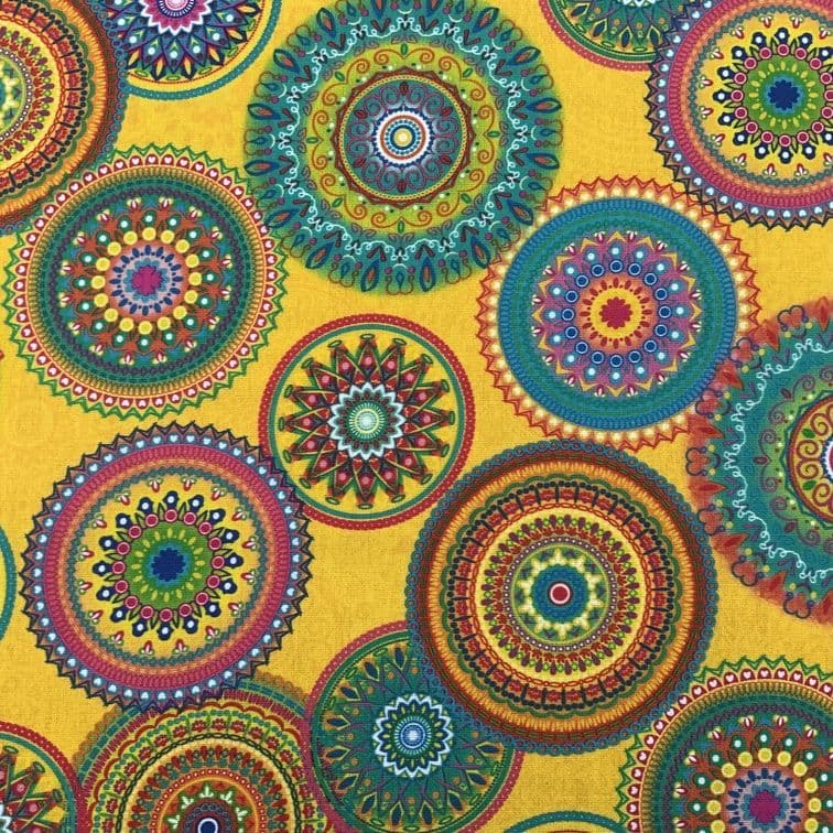 Mandala Outdoor Dralon Fabric in Yellow