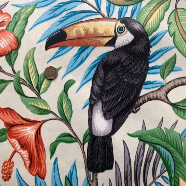 Rainforest Tropical Matt Oilcloth in Papaya