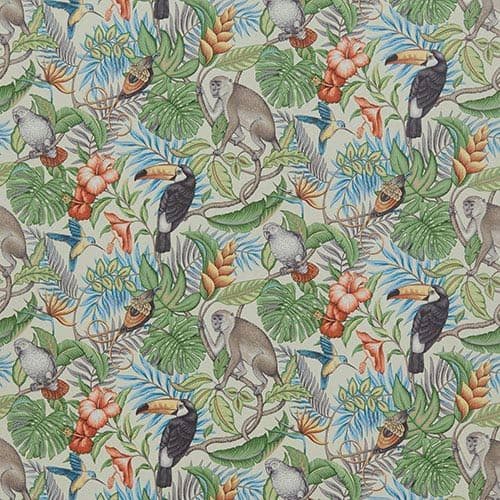 Rainforest Tropical Matt Oilcloth in Papaya