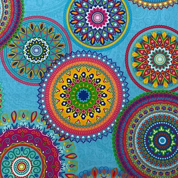 Mandala Outdoor Dralon Fabric in Blue