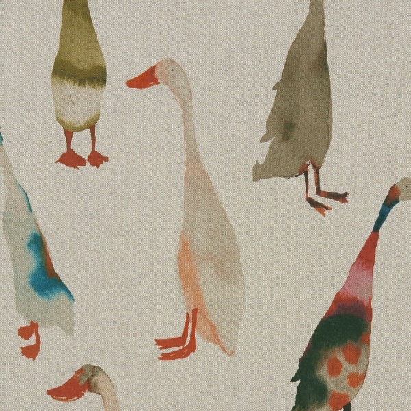 Riverside Ducks Oilcloth in Linen