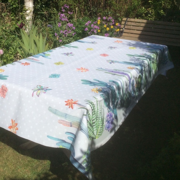 Succulent Border Extra Wide Oilcloth