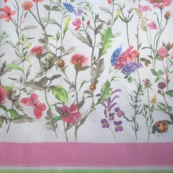 Wild Flower Border Extra Wide Oilcloth