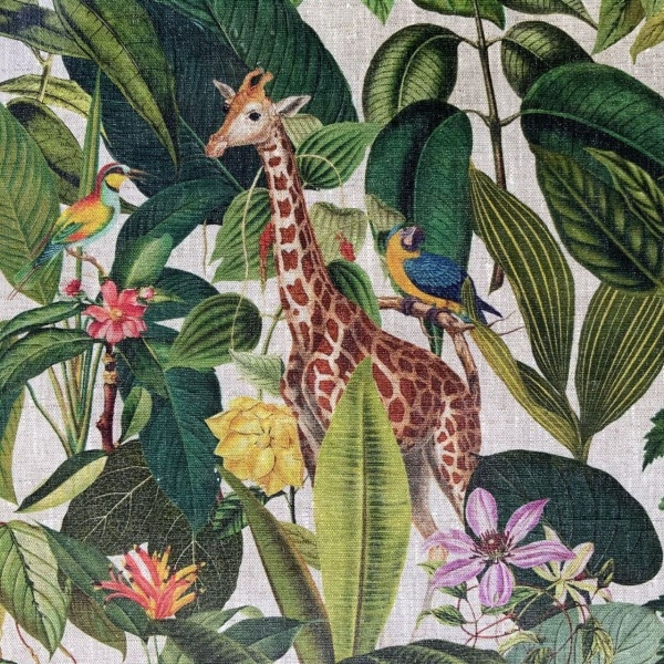 Wildlife Linen Oilcloth in Natural